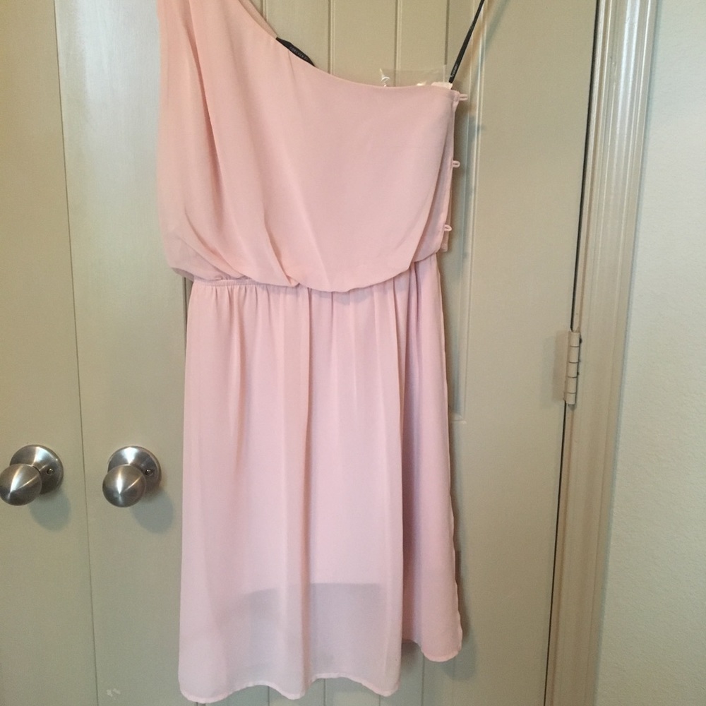 Forever 21 one shoulder dress in blush.